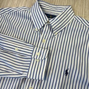 Ralph Lauren Men Classic Fit Striped Button Down Shirt Blue White Pony